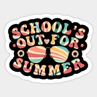 school's out for summer teacher last day of school groovy,school's out for summer teacher happy summer Sticker
